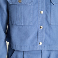 Casaca Crop Mezclilla Azul Manga Larga