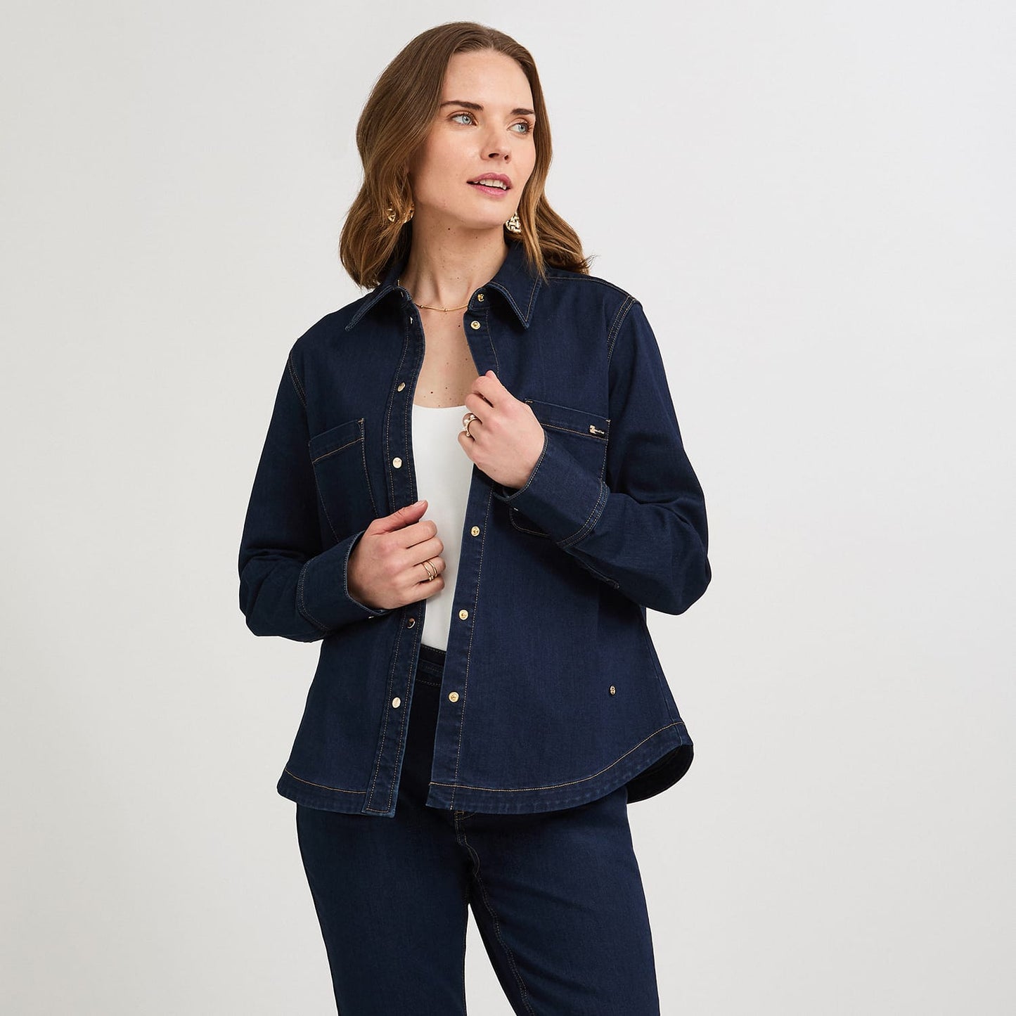 Casaca de Denim Entallada Azul