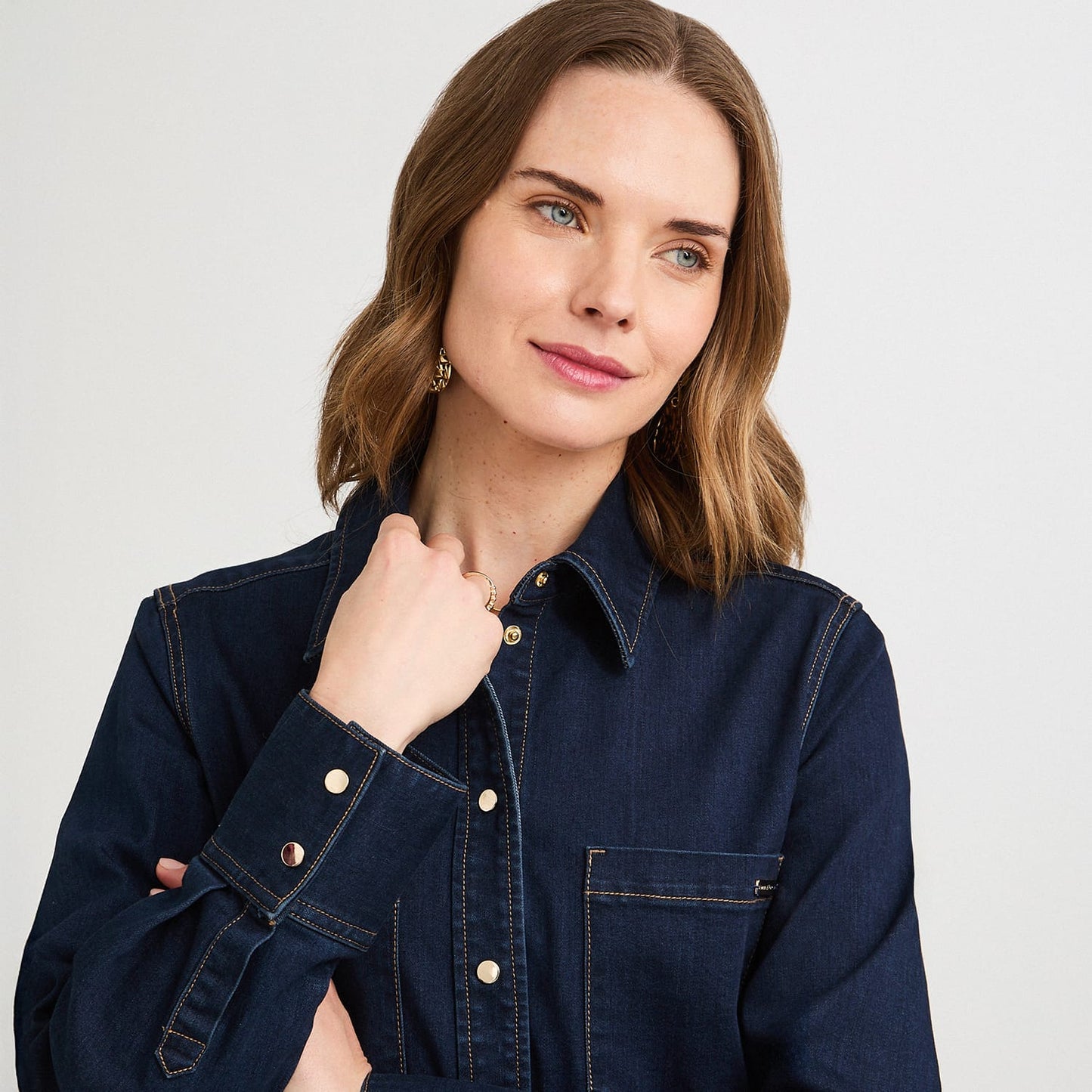 Casaca de Denim Entallada Azul