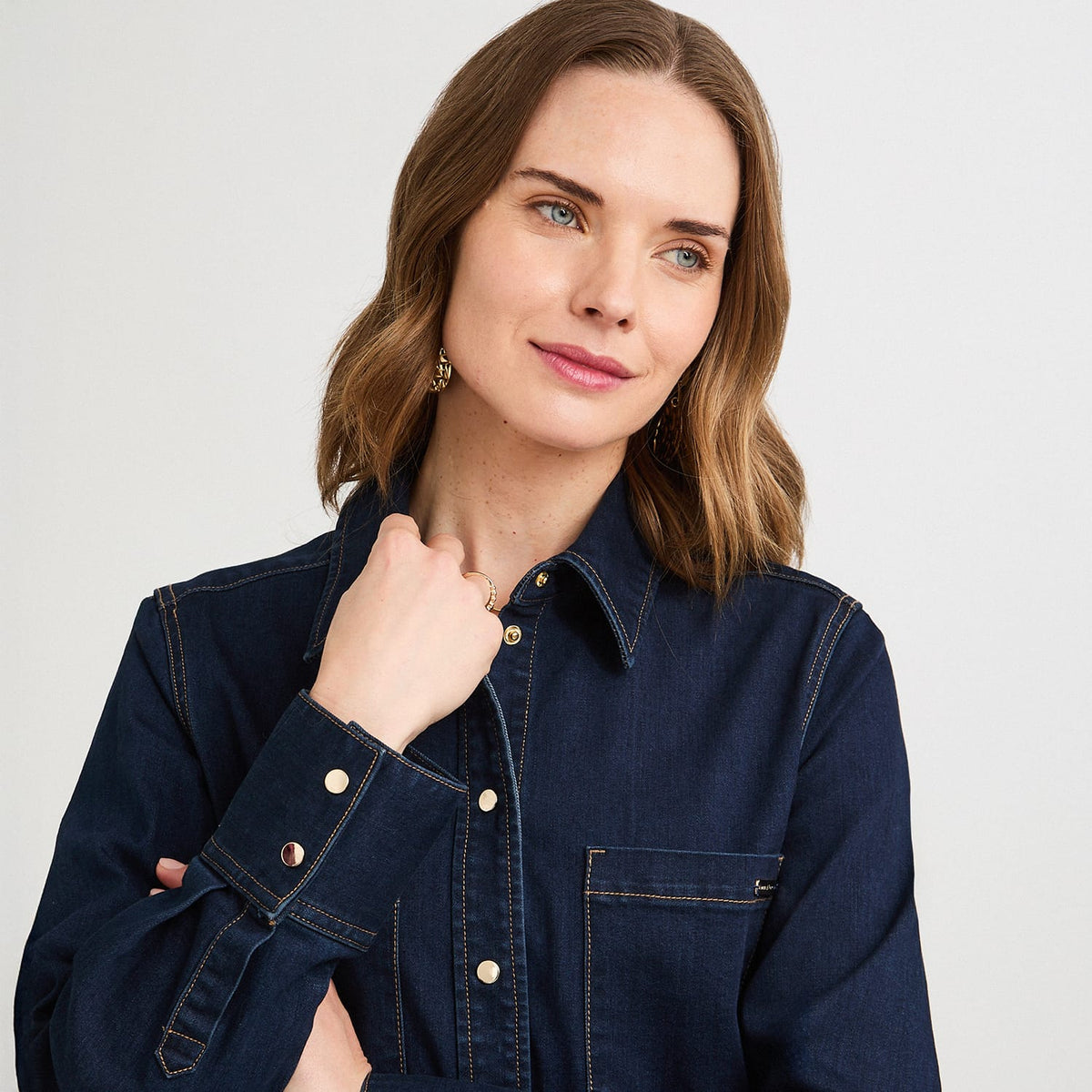 Casaca de Denim Entallada Azul
