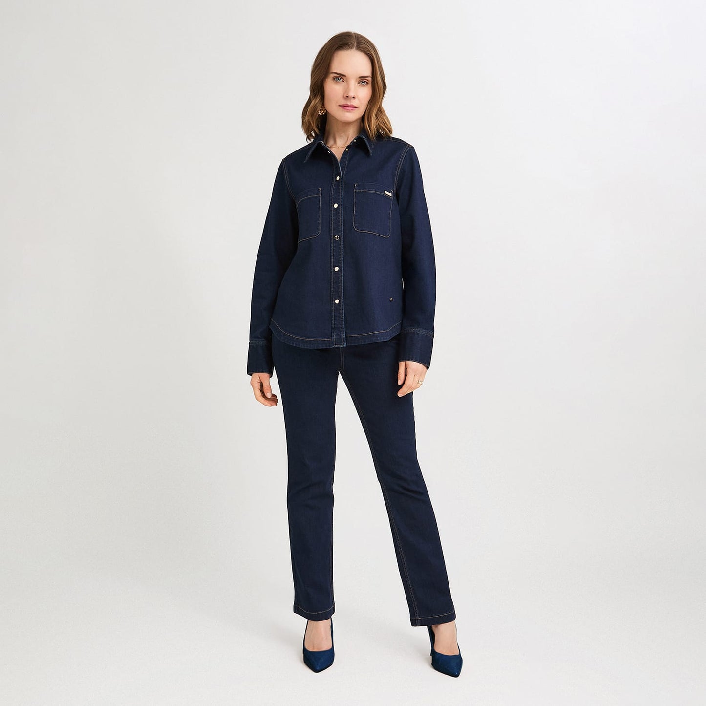 Casaca de Denim Entallada Azul