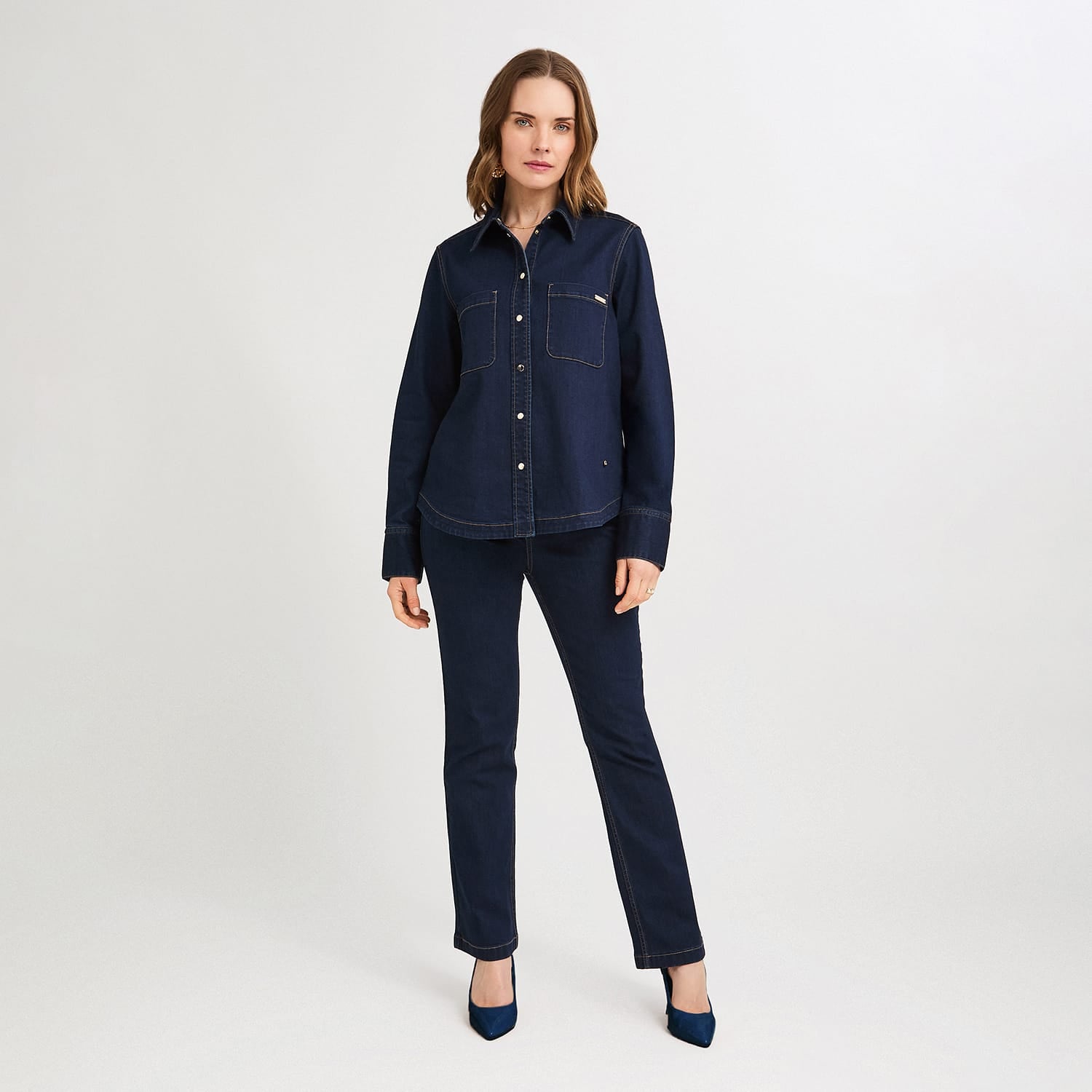 Casaca de Denim Entallada Azul