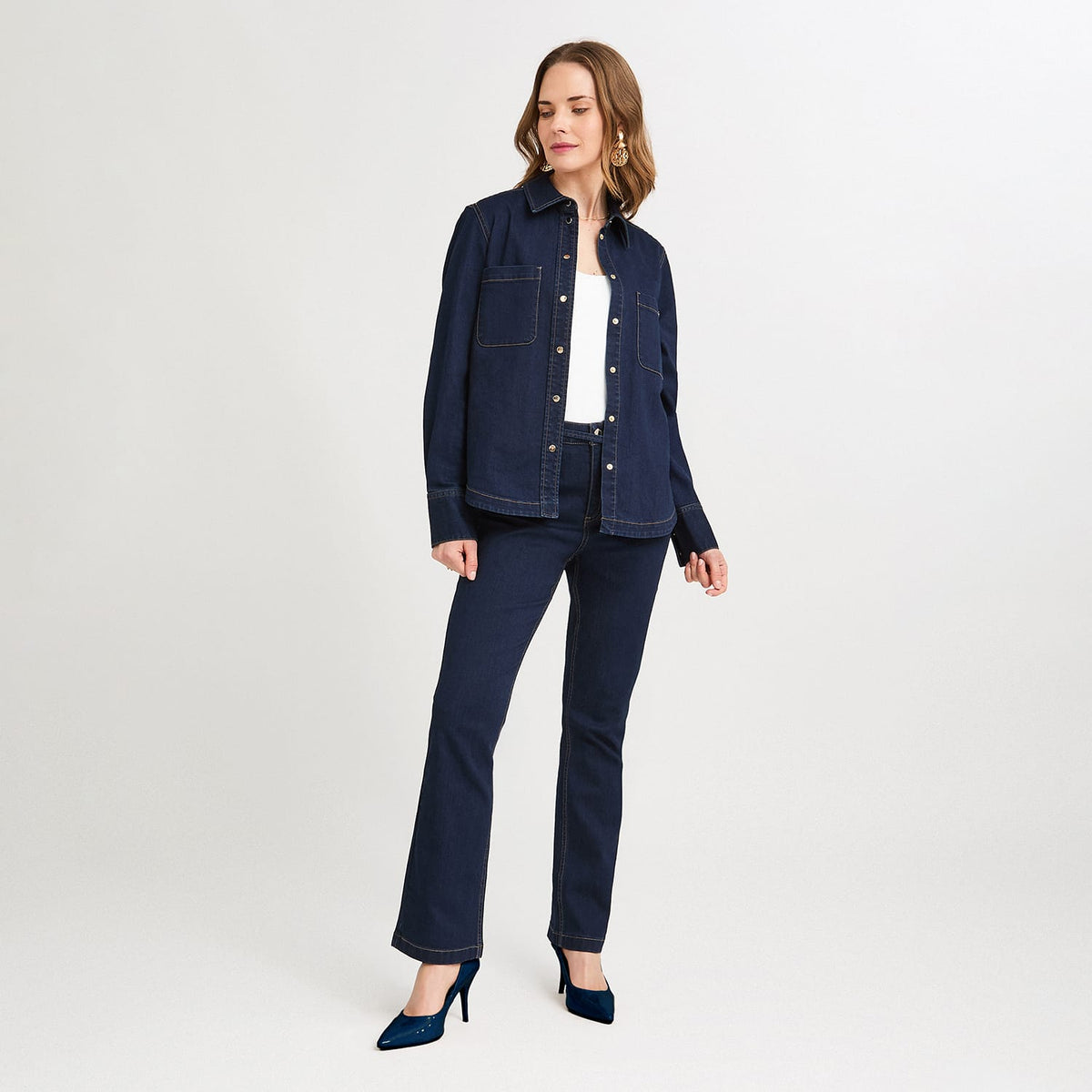 Casaca de Denim Entallada Azul