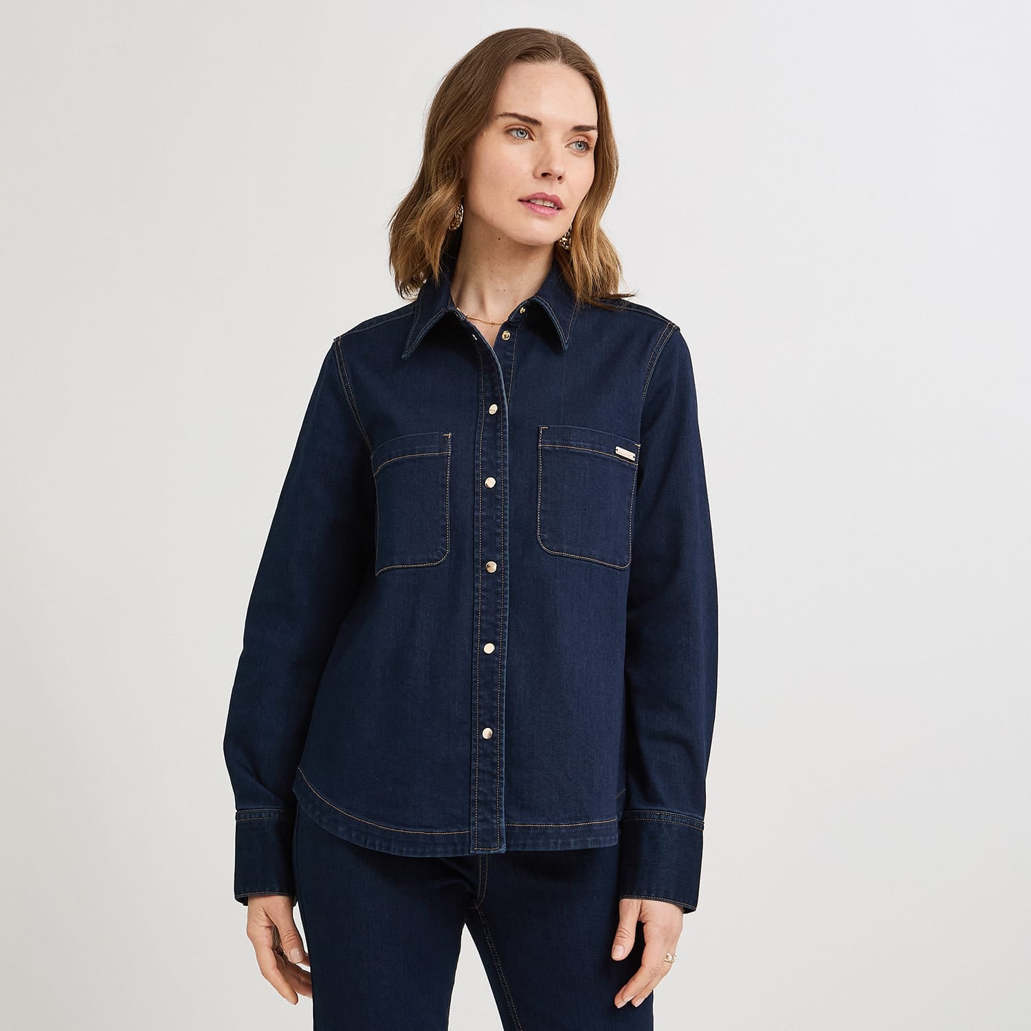 Casaca de Denim Entallada Azul
