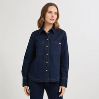 Casaca de Denim Entallada Azul