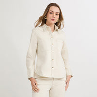 Casaca de Denim Entallada Beige
