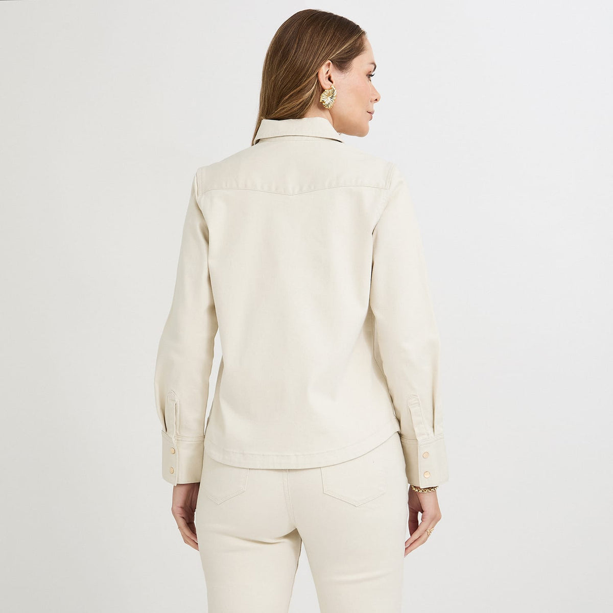 Casaca de Denim Entallada Beige