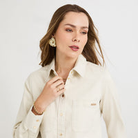 Casaca de Denim Entallada Beige