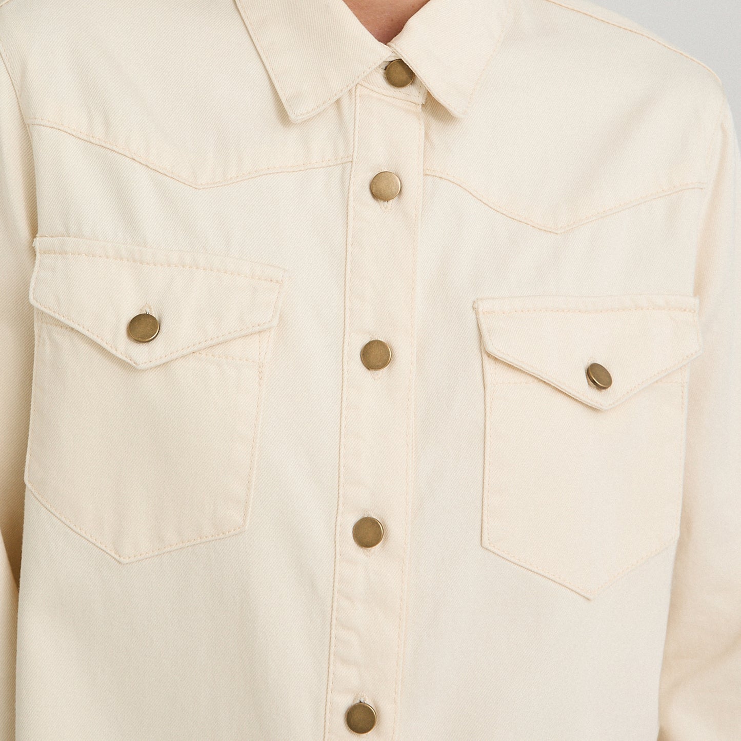 Blusa Manga Larga Lyocell Denim Beige