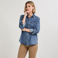 Blusa Manga Larga Lyocell Denim Azul