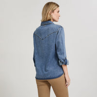 Blusa Manga Larga Lyocell Denim Azul