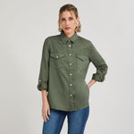 Blusa Manga Larga Lyocell Denim Verde