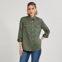 Blusa Manga Larga Lyocell Denim Verde