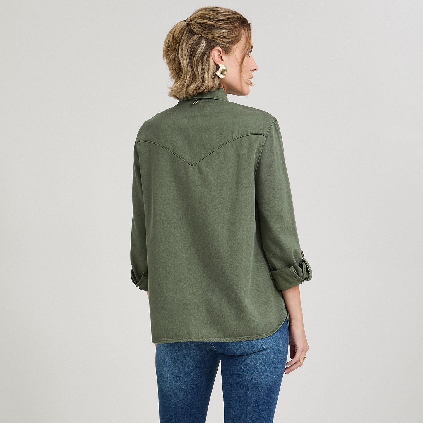 Blusa Manga Larga Lyocell Denim Verde