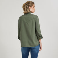 Blusa Manga Larga Lyocell Denim Verde