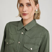 Blusa Manga Larga Lyocell Denim Verde