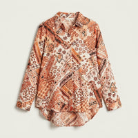 Blusón High Y Low Con Estampado De Lúrex Terracota en plano