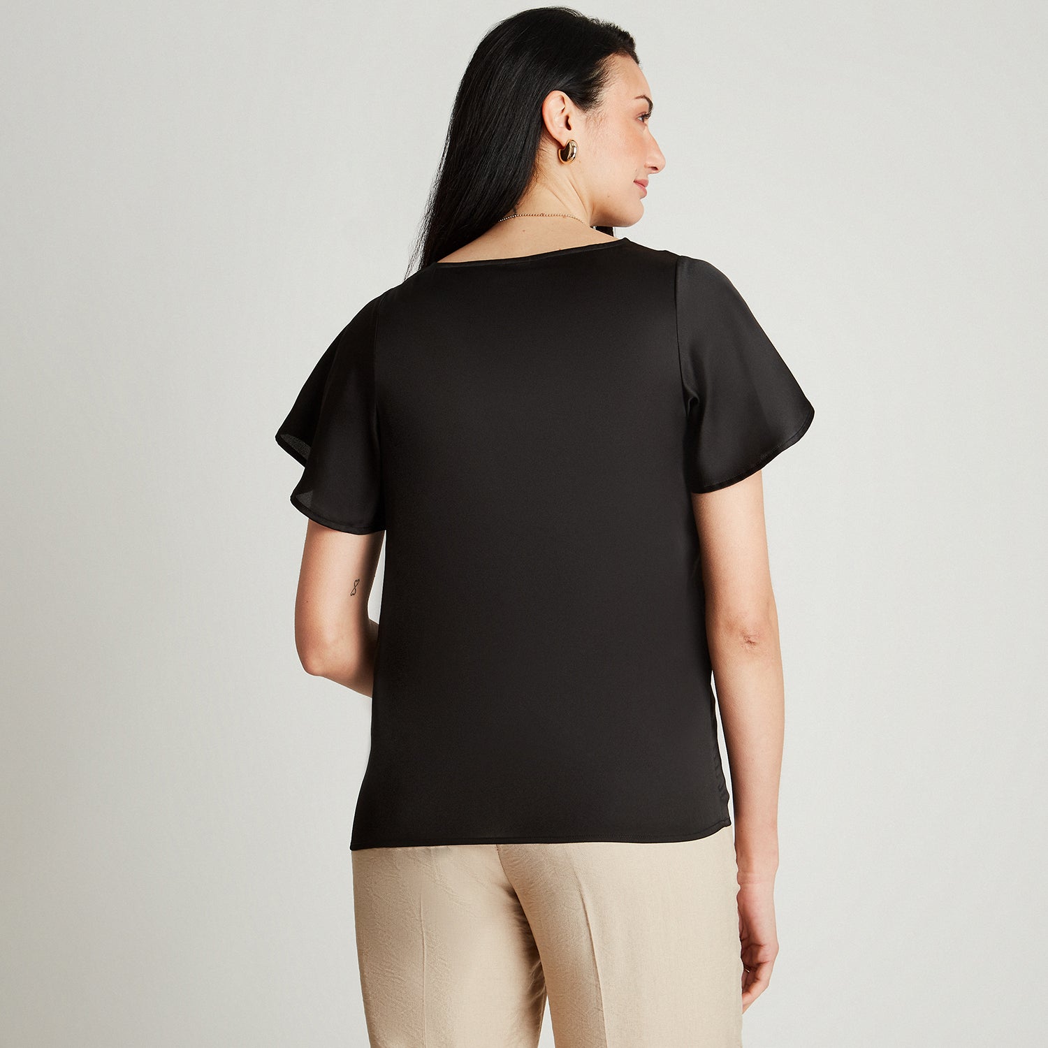 Blusa Negro Manga Corta Cuello - Lorenzo di Pontti