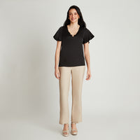 Blusa Negro Manga Corta Cuello - Lorenzo di Pontti