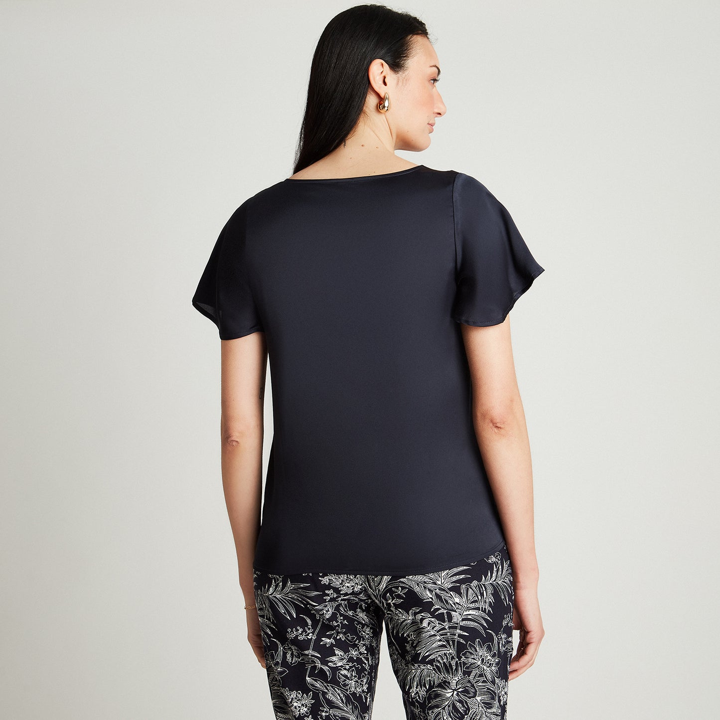 Blusa Azul Manga Corta Argolla - Lorenzo di Pontti