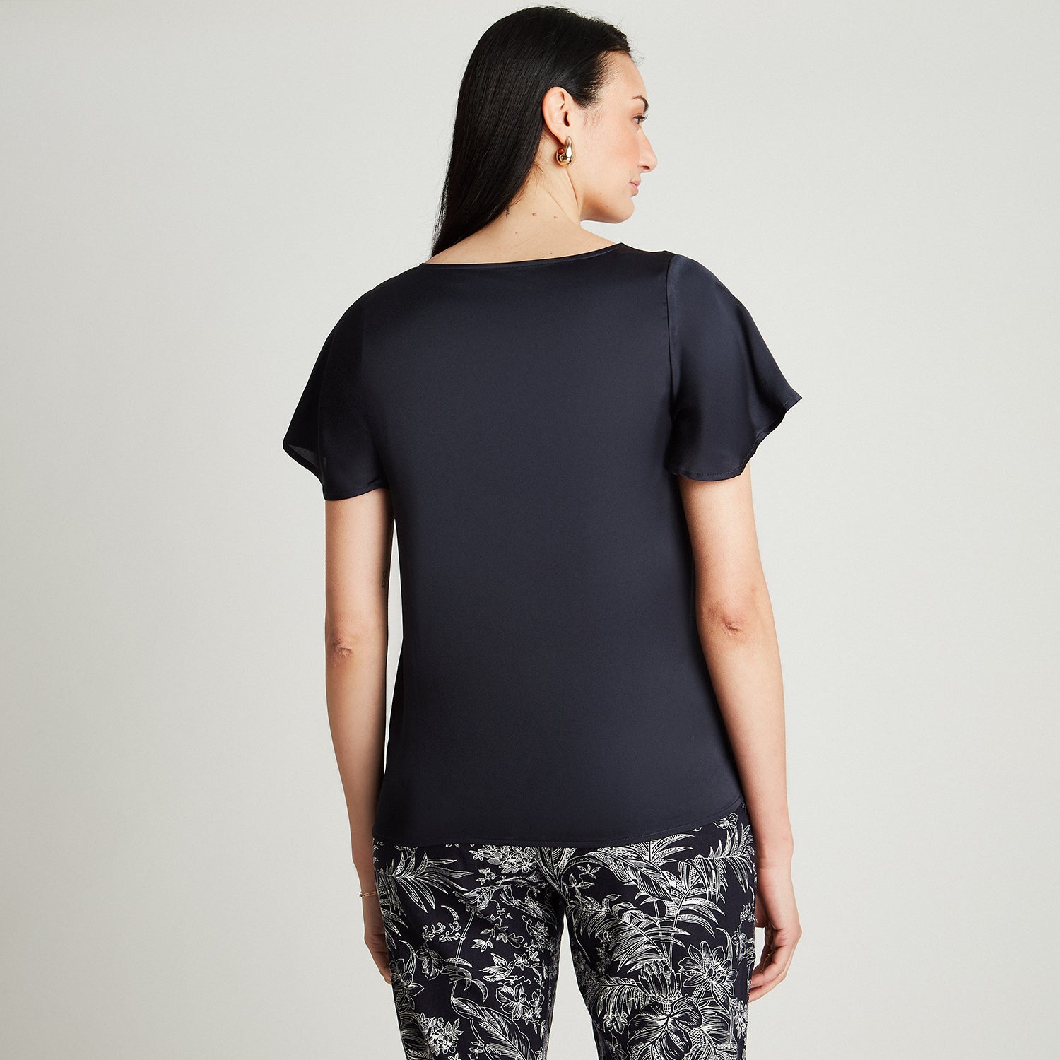 Blusa Azul Manga Corta Argolla - Lorenzo di Pontti