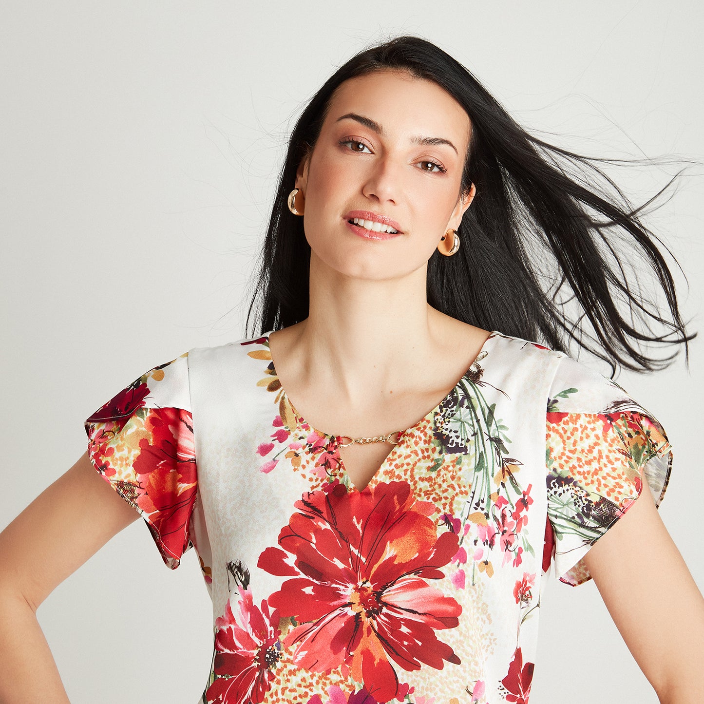 Blusa Crudo Manga Corta Estampado Cuello Redondo