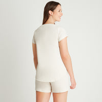 Blusa Beige Manga Corta Cuello - Lorenzo di Pontti