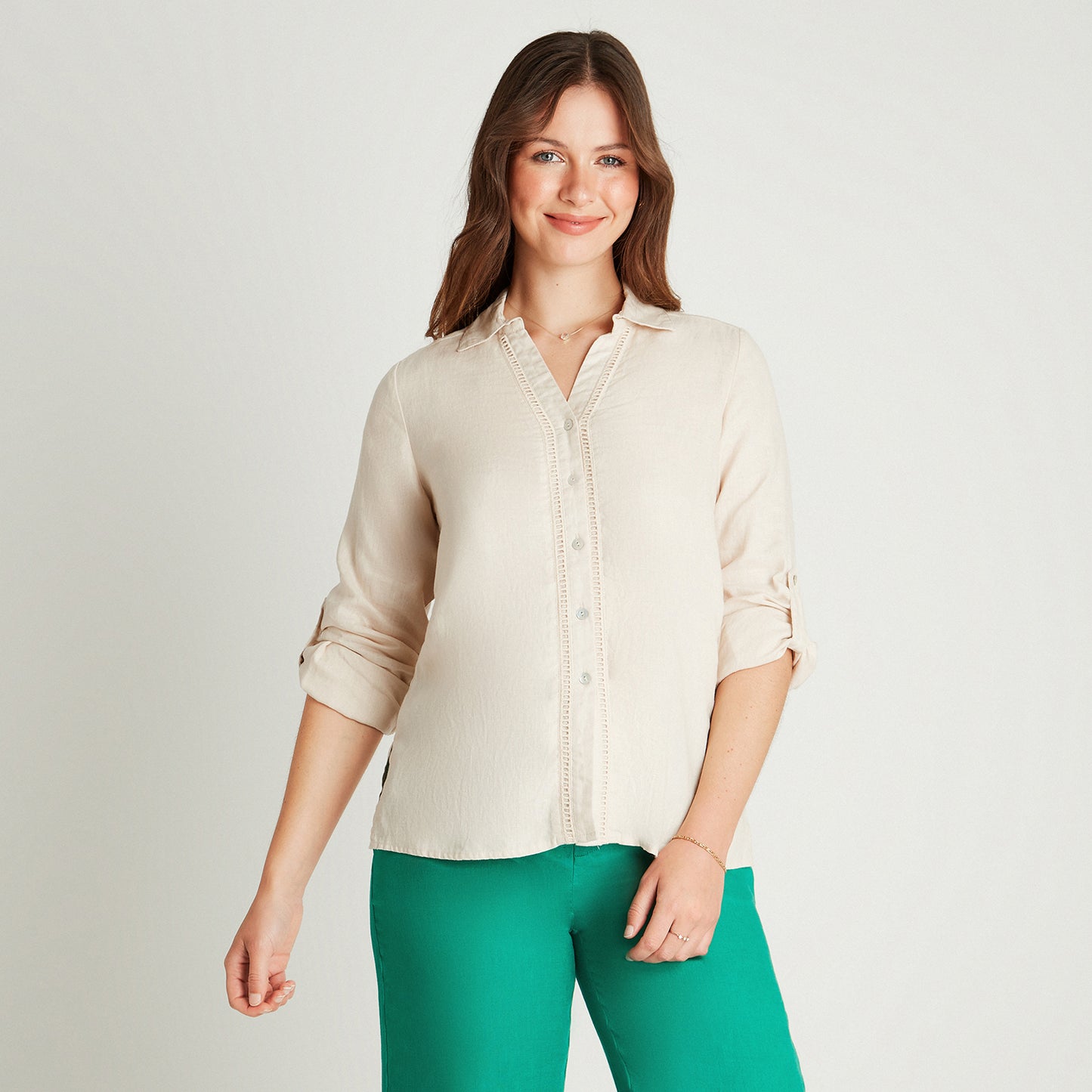 Blusa Arena Manga Larga Cuello Camisero Lorenzo di Pontti