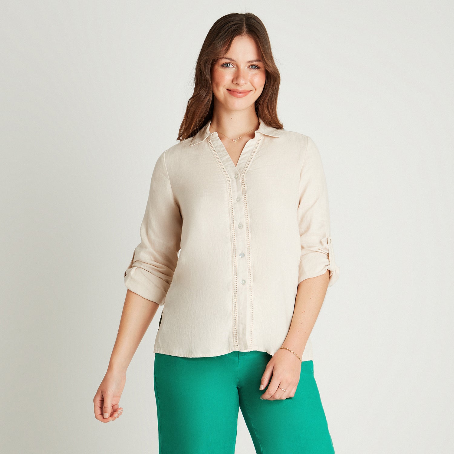 Blusa Arena Manga Larga Cuello Camisero Lorenzo di Pontti