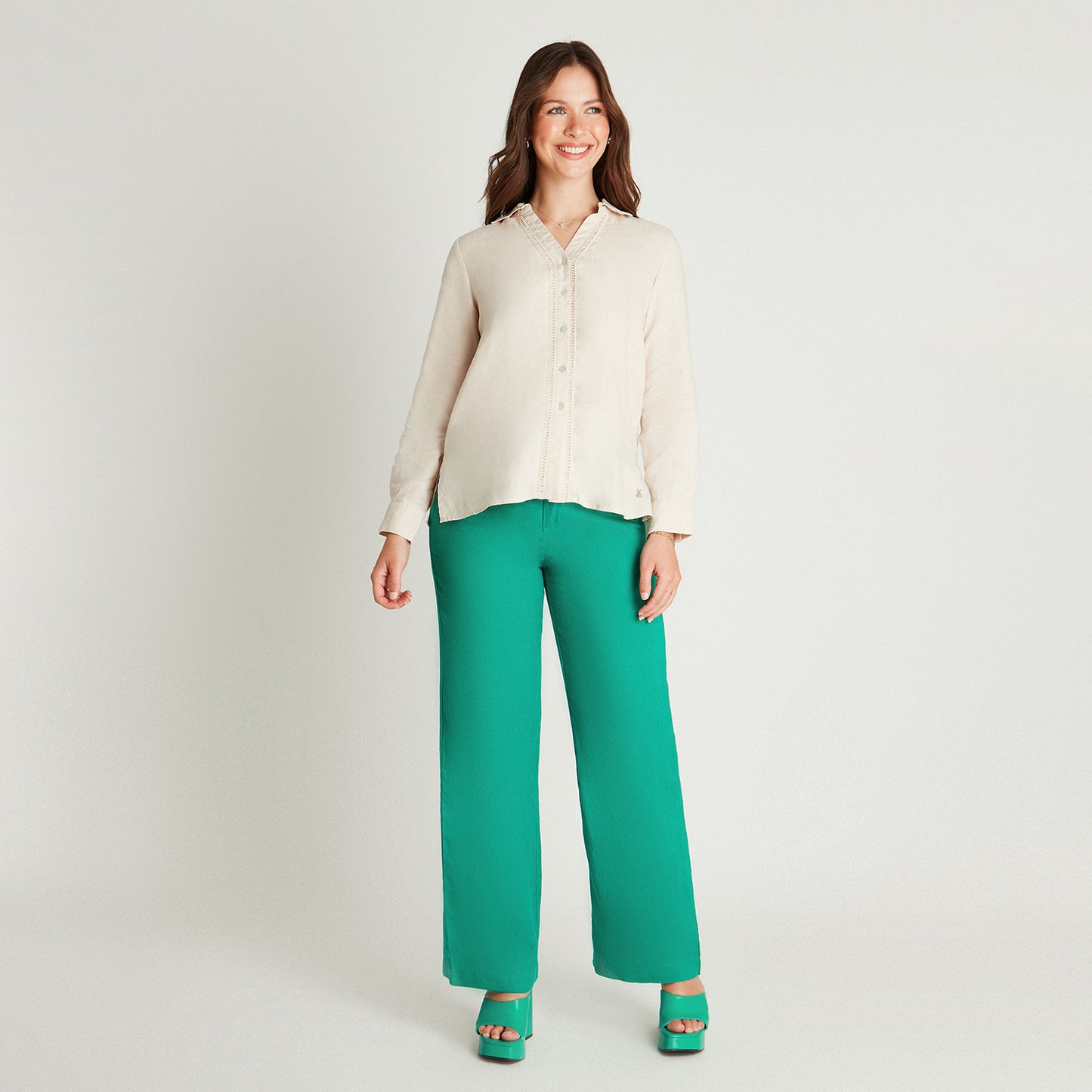 Blusa Arena Manga Larga Cuello Camisero Lorenzo di Pontti