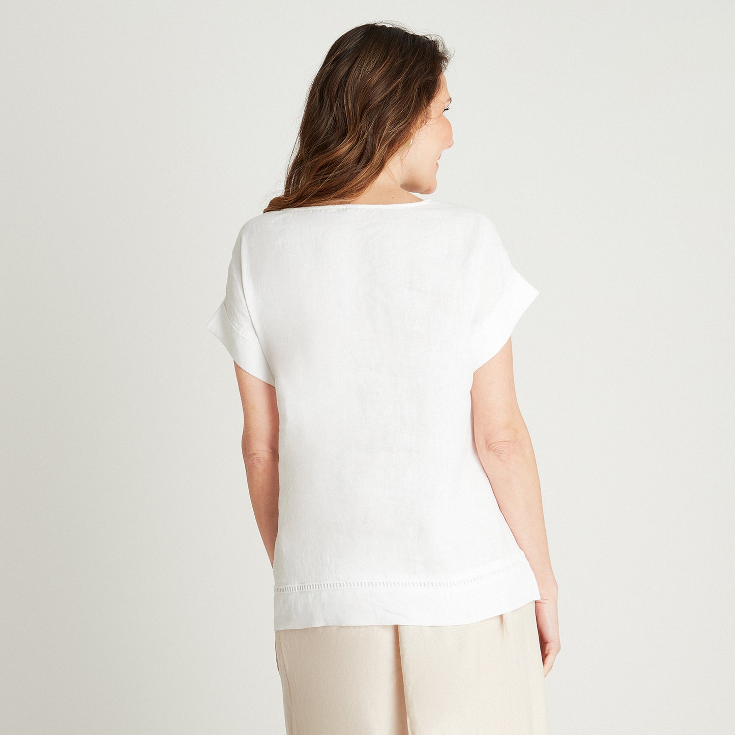 Blusa Blanco Manga Kimono Cuello Redondo Lorenzo di Pontti