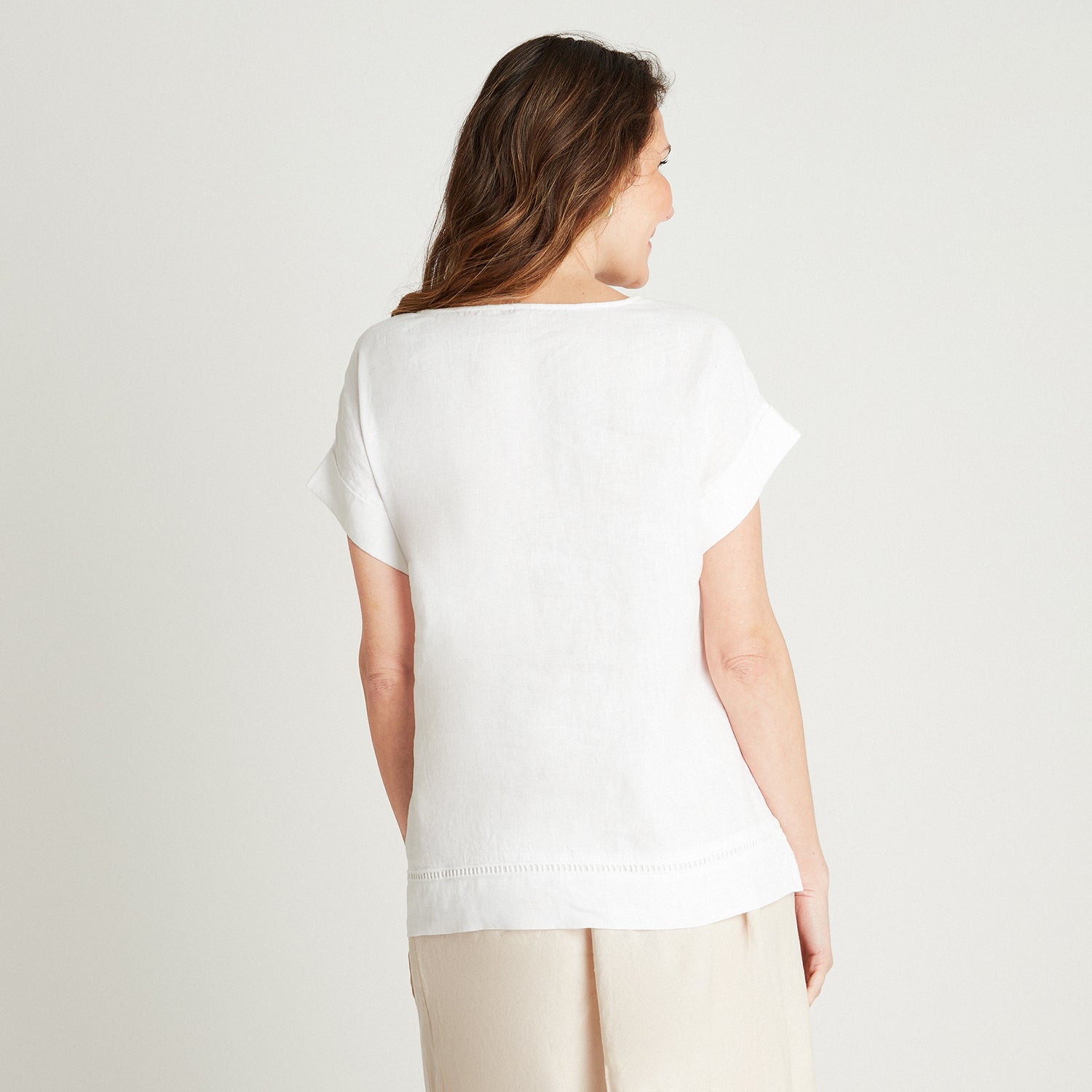 Blusa Blanco Manga Kimono Cuello Redondo Lorenzo di Pontti