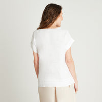 Blusa Blanco Manga Kimono Cuello Redondo Lorenzo di Pontti
