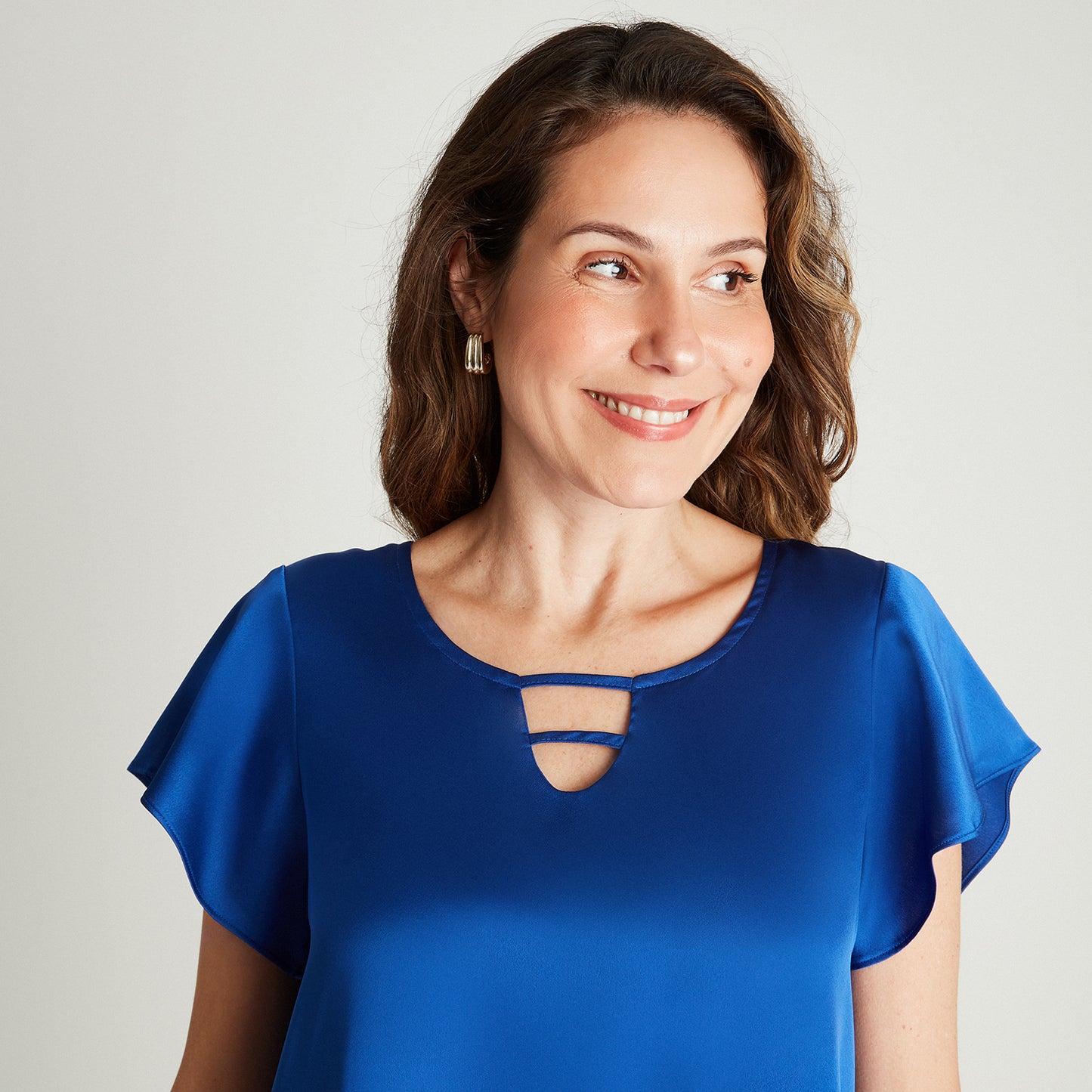 Blusa Azulino Manga Corta Cuello Redondo Lorenzo di Pontti