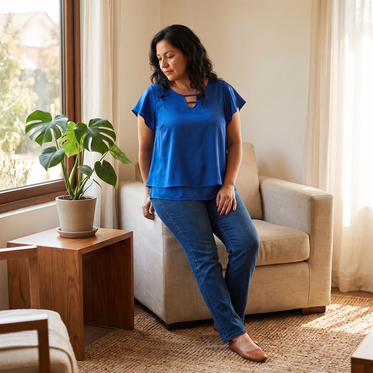 Blusa Azul Tajalí En Espalda lifestyle