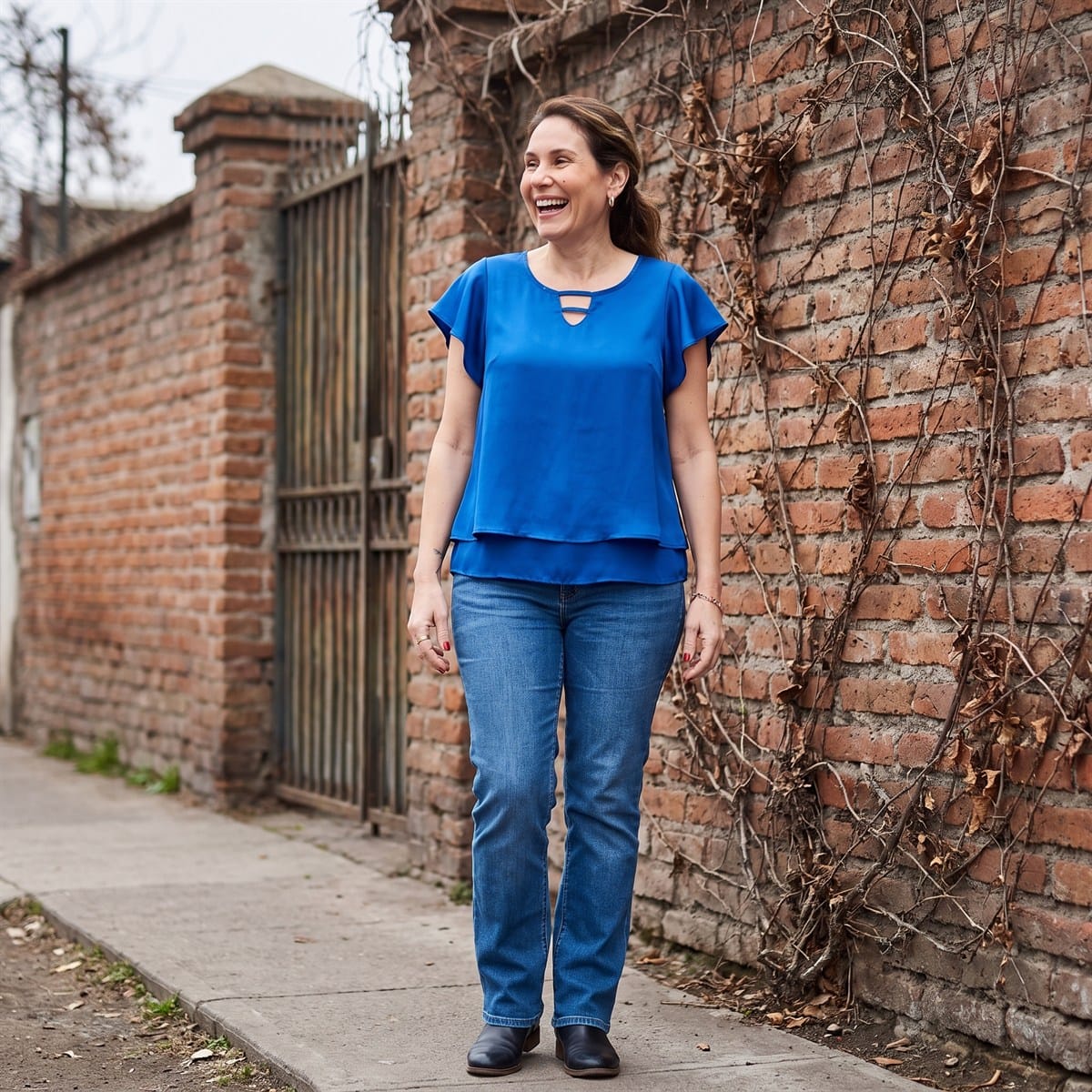 Blusa Azul Tajalí En Espalda lifestyle