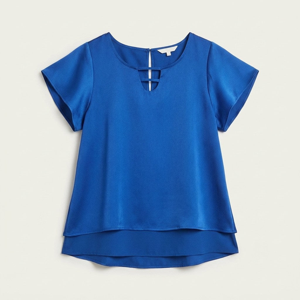 Blusa Azul Tajalí En Espalda en plano