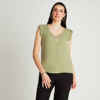 Blusa Verde Sin Manga Cuello V
