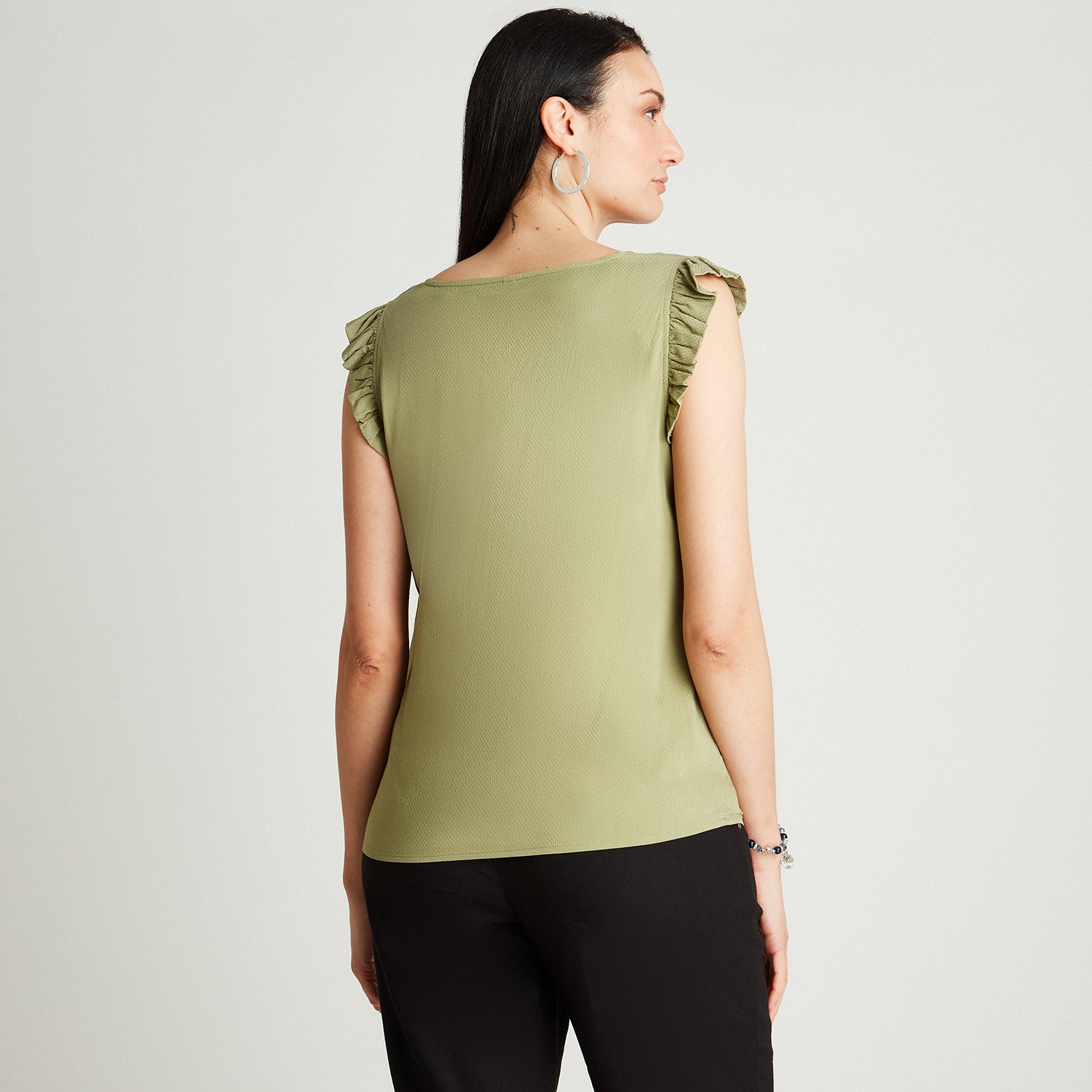 Blusa Verde Sin Manga Cuello V