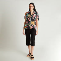 Blusa Negro Manga Corta Estampado - Lorenzo di Pontti