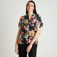 Blusa Negro Manga Corta Estampado - Lorenzo di Pontti