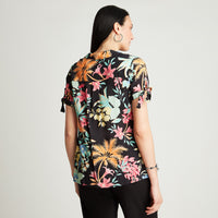 Blusa Negro Manga Corta Estampado - Lorenzo di Pontti