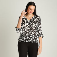 Blusa Escote V Manga 3/4 Con Amarra Crudo Lorenzo Di Pontti