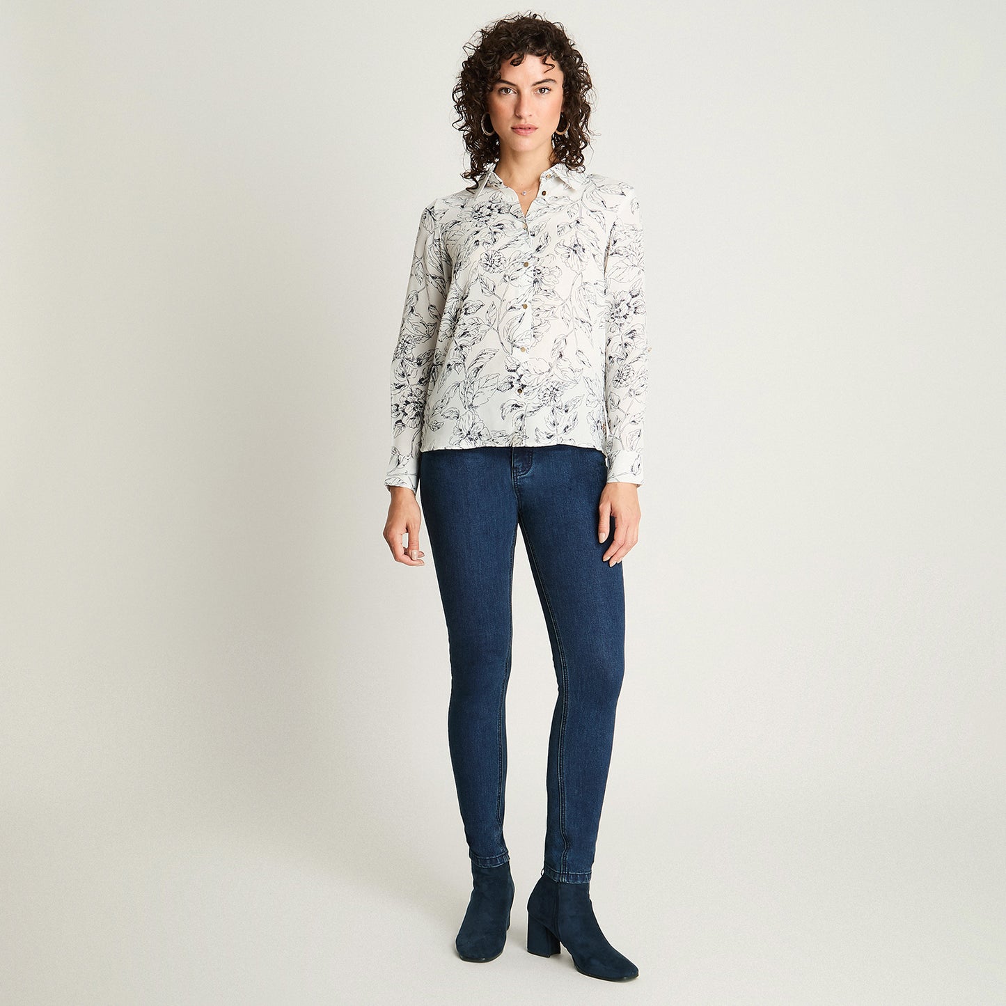 Blusa Camisera Manga Larga Azul Lorenzo Di Pontti