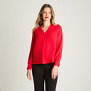 Blusa Manga Larga Escote V Rojo Lorenzo Di Pontti