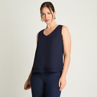 Blusa Sin Mangas Con Capas Azul Lorenzo Di Pontti