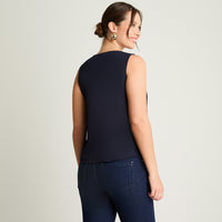 Blusa Sin Mangas Con Capas Azul Lorenzo Di Pontti