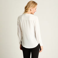 Blusa Escote Mao 3 Botones Crudo