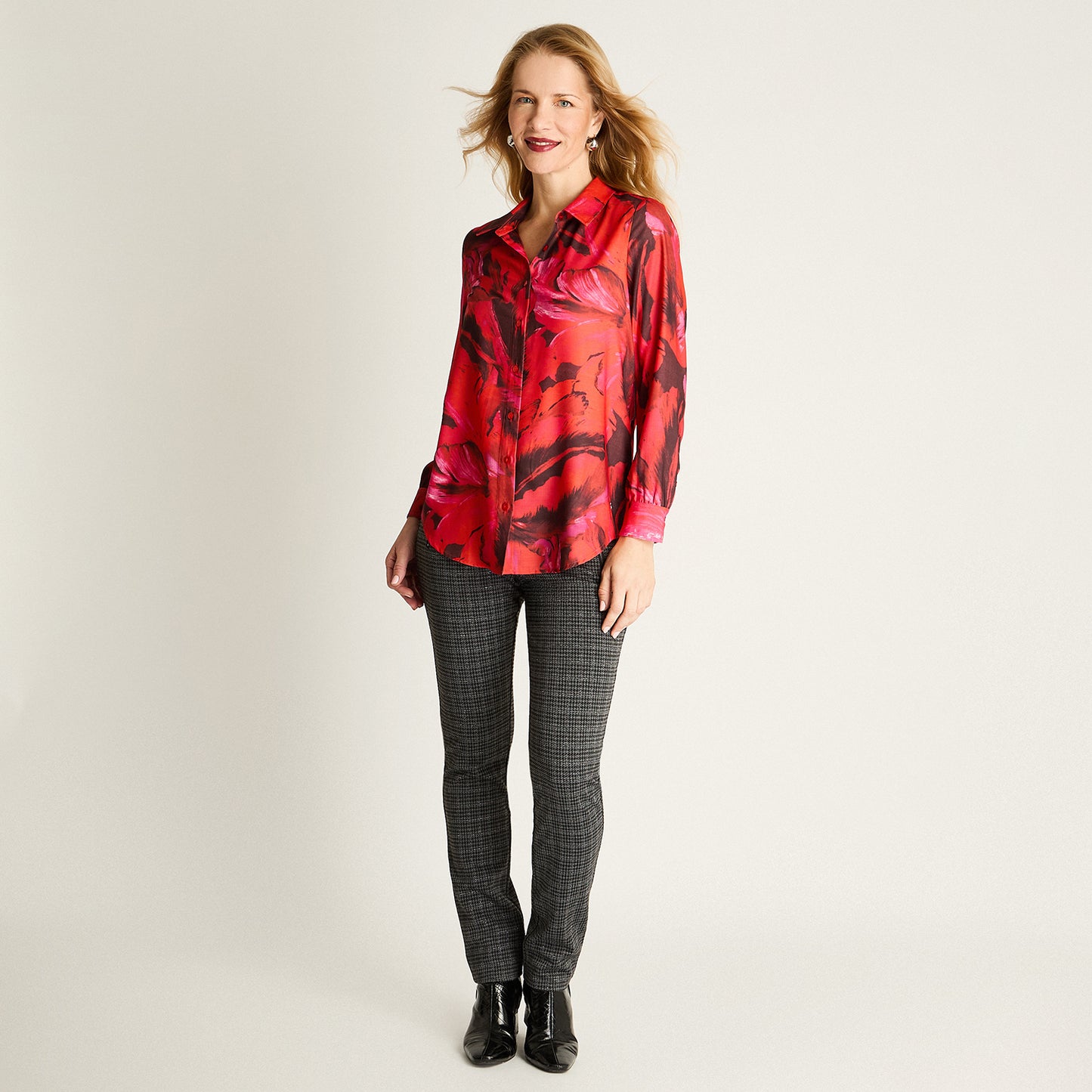 Blusa Manga Larga Camisera Rojo