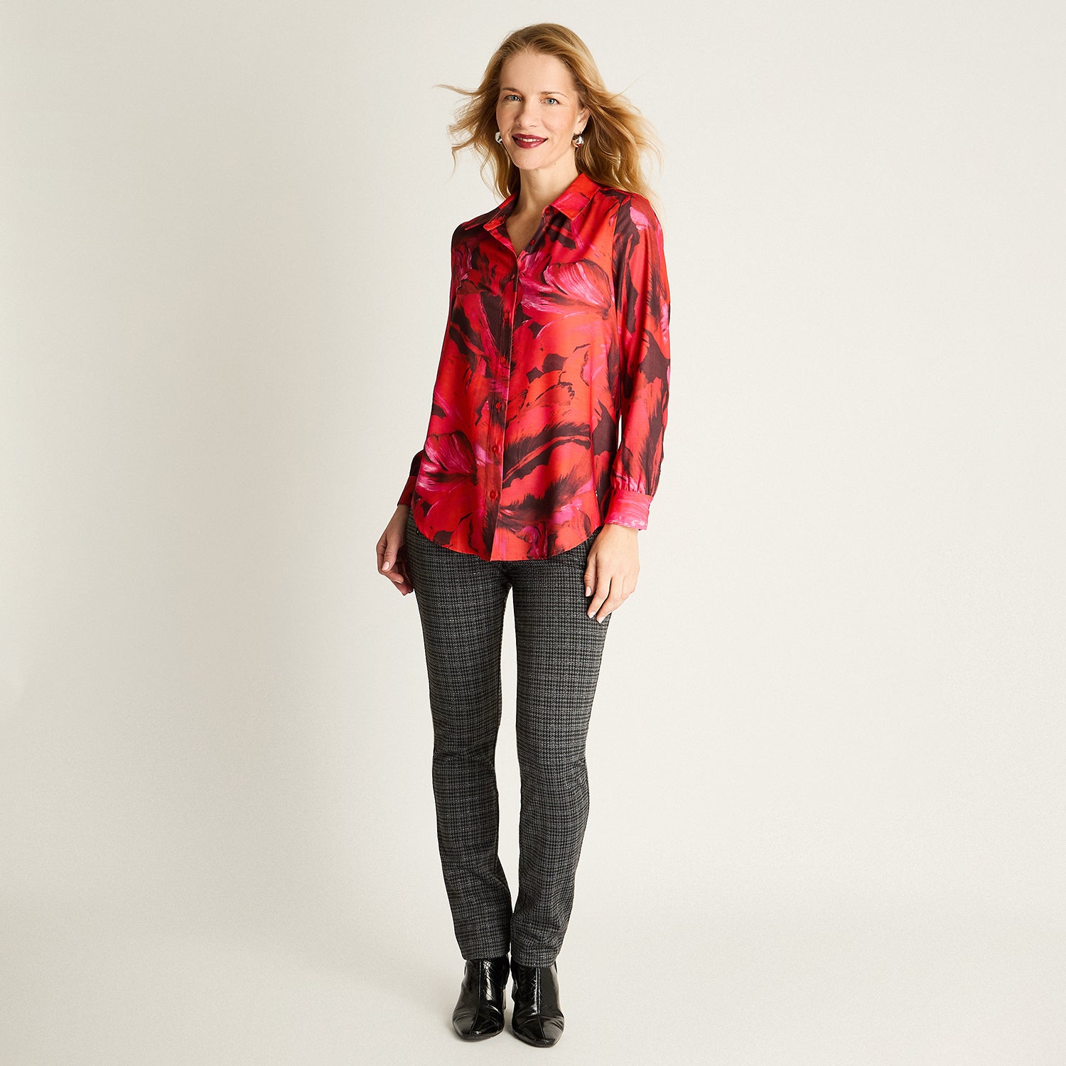 Blusa Manga Larga Camisera Rojo